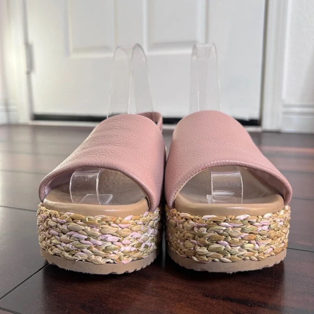 Sole Bliss Brandy Platform Espadrille Sandals Women size 37 Bunion Bed Leather